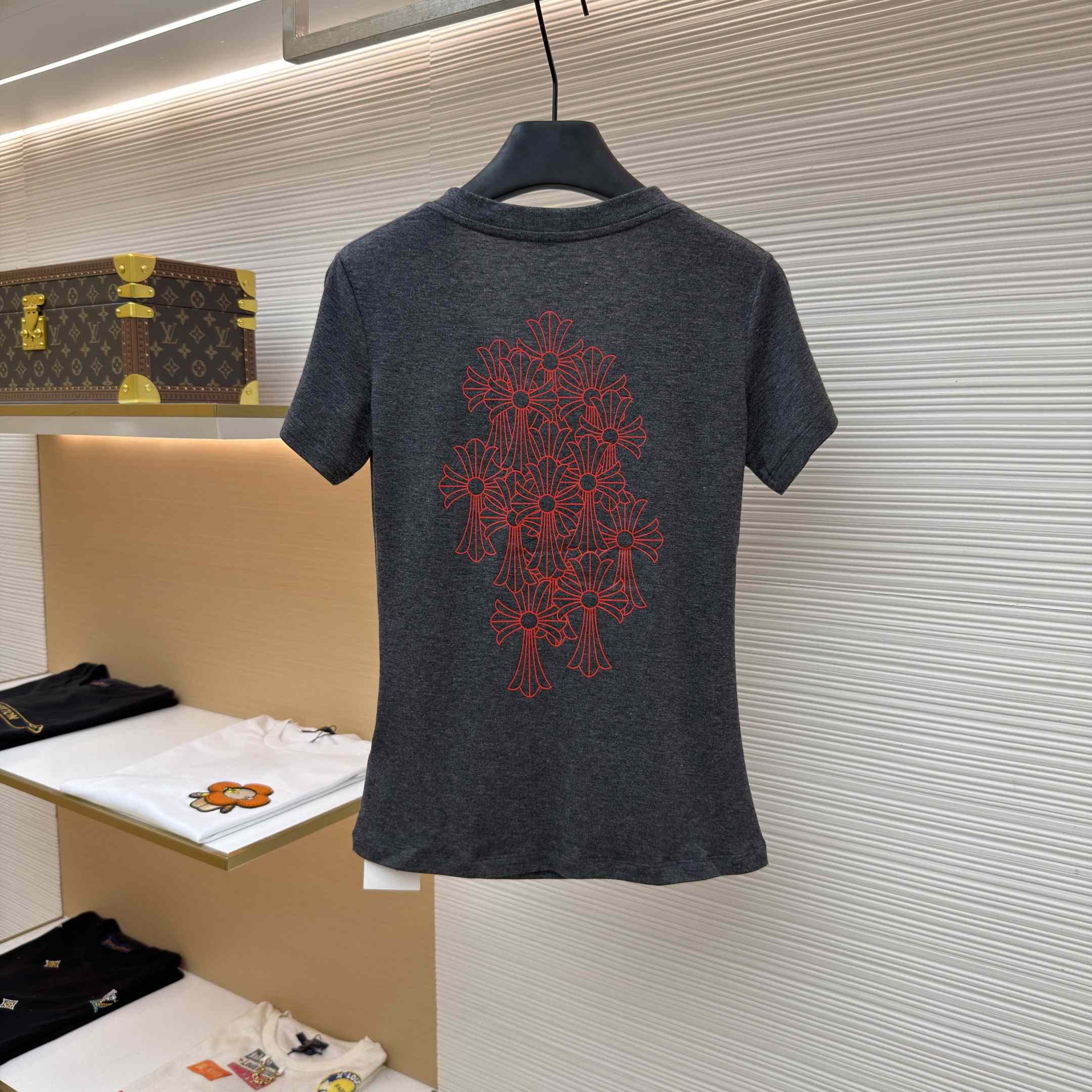 Chrome Hearts V-Neck T-Shirt 'Grey' - DesignerGu