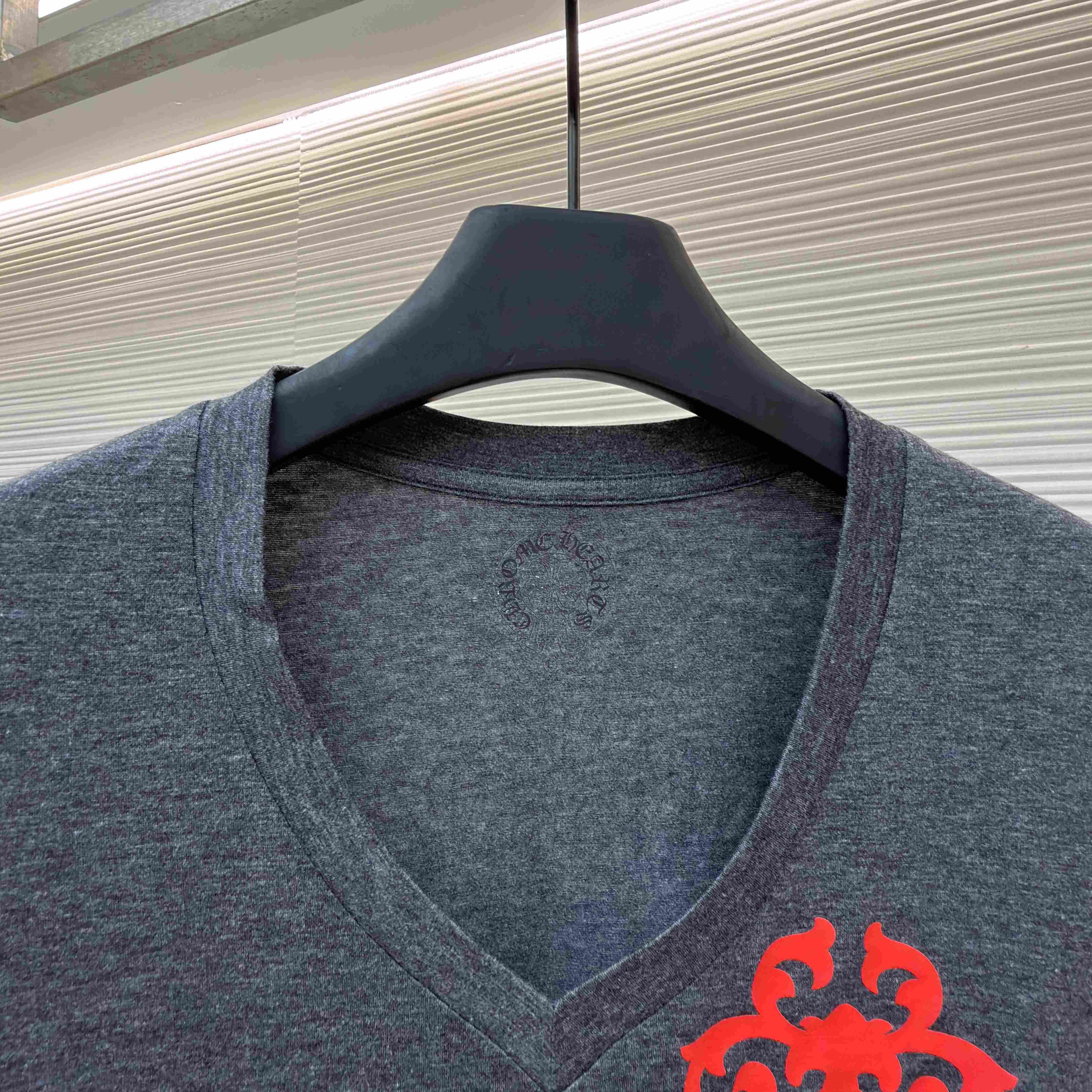 Chrome Hearts V-Neck T-Shirt 'Grey' - DesignerGu