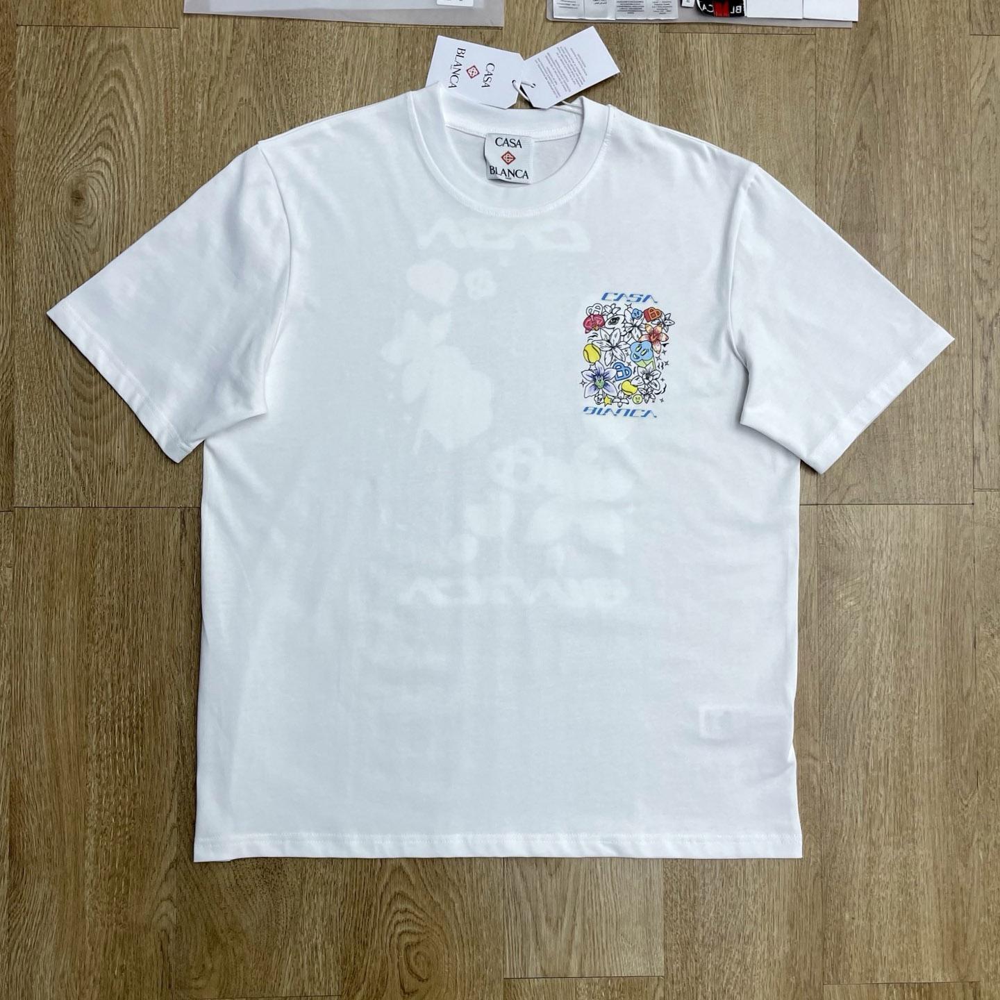 Casablanca  White Graffiti Short Sleeve T‑Shirt C1143 - DesignerGu