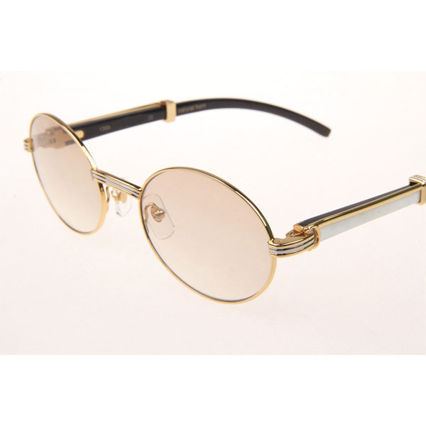 Cartier CT 7550178 White Mix Black Buffalo Sunglasses In Gold Brown  - DesignerGu
