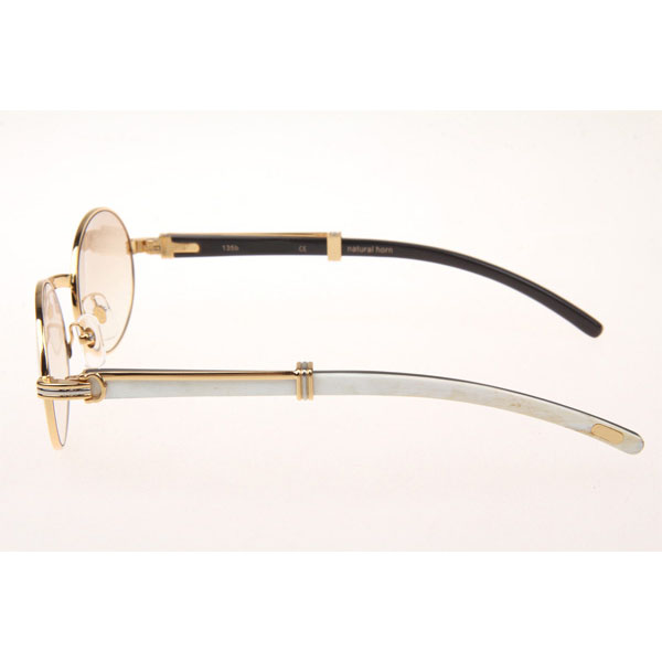 Cartier CT 7550178 White Mix Black Buffalo Sunglasses In Gold Brown  - DesignerGu