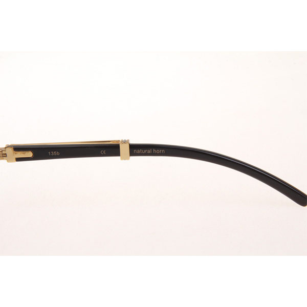 Cartier CT 7550178 White Mix Black Buffalo Sunglasses In Gold Brown  - DesignerGu