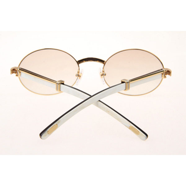 Cartier CT 7550178 White Mix Black Buffalo Sunglasses In Gold Brown  - DesignerGu