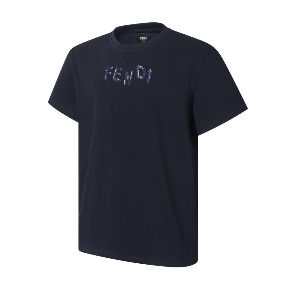 Fendi  Dark Blue Cotton T-shirt - DesignerGu