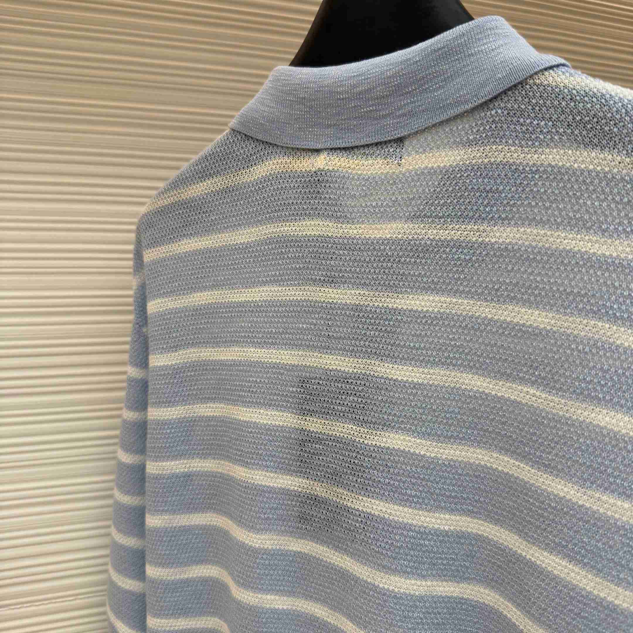 Ralph Lauren Striped Cotton-Linen Polo Sweater - DesignerGu