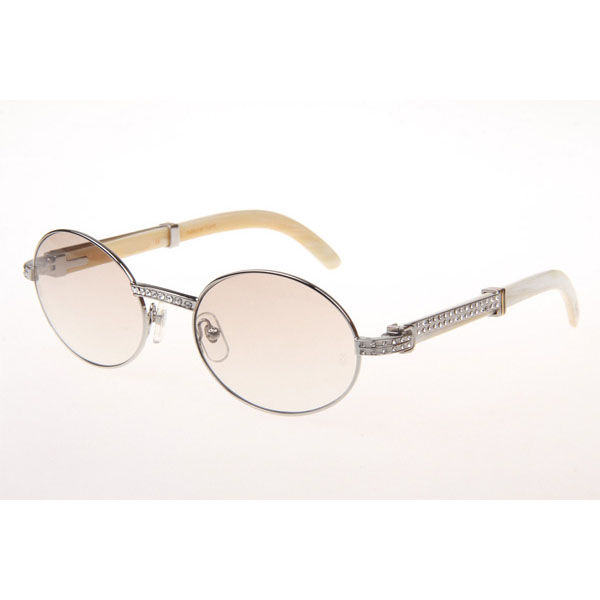 Cartier CT 7550178 Diamond White Buffalo Sunglasses In Silver Gradient Brown  - DesignerGu