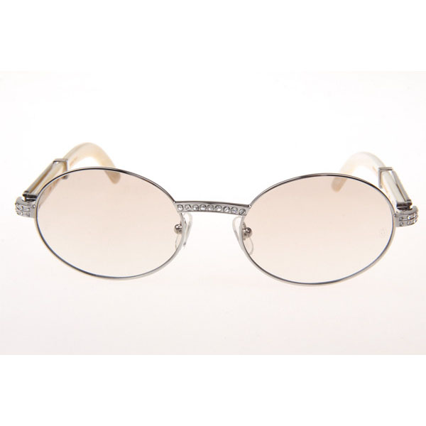 Cartier CT 7550178 Diamond White Buffalo Sunglasses In Silver Gradient Brown  - DesignerGu