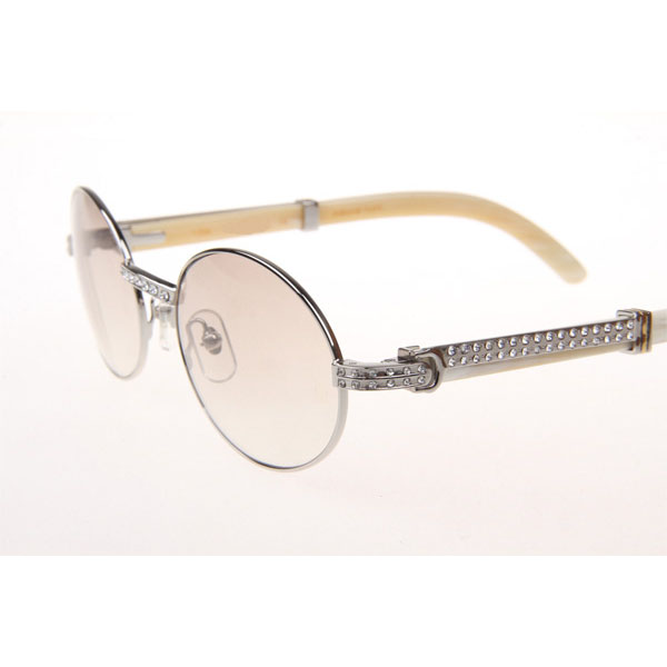 Cartier CT 7550178 Diamond White Buffalo Sunglasses In Silver Gradient Brown  - DesignerGu