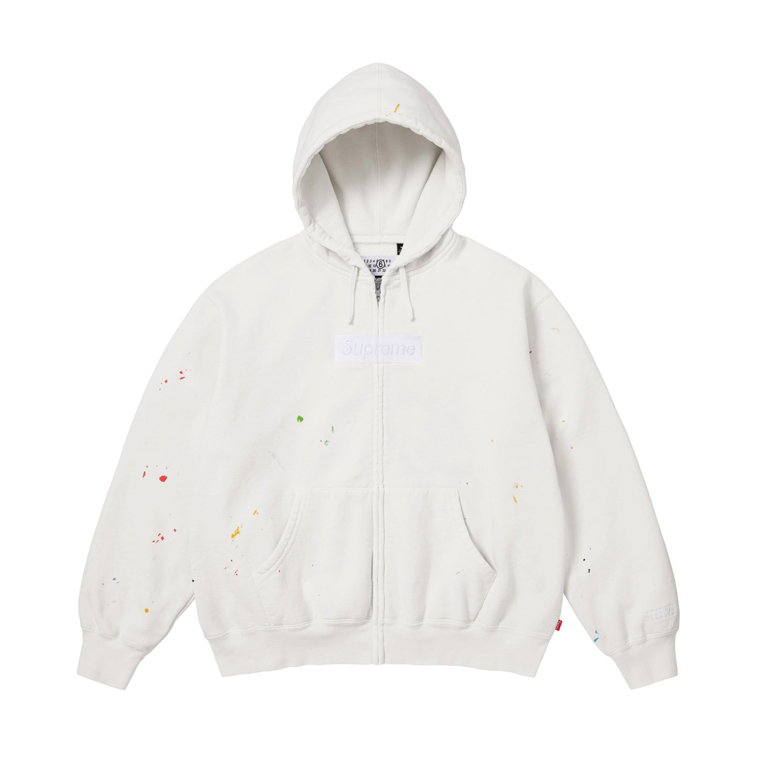 Supreme x MM6 Maison Margiela Box Logo Zip Up Hooded Sweatshirt 'White' - DesignerGu