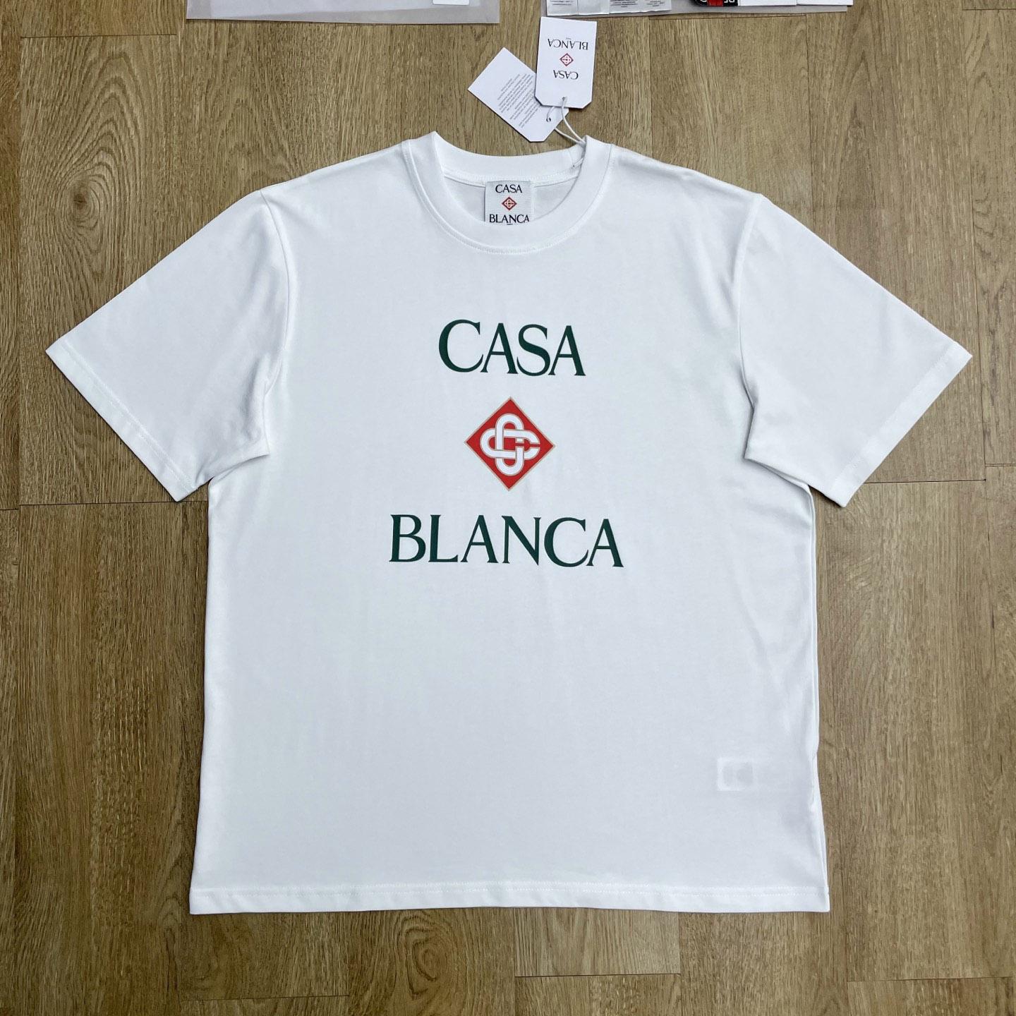 Casablanca White Casablanca Diamond Logo Short Sleeve T‑Shirt C1165 - DesignerGu