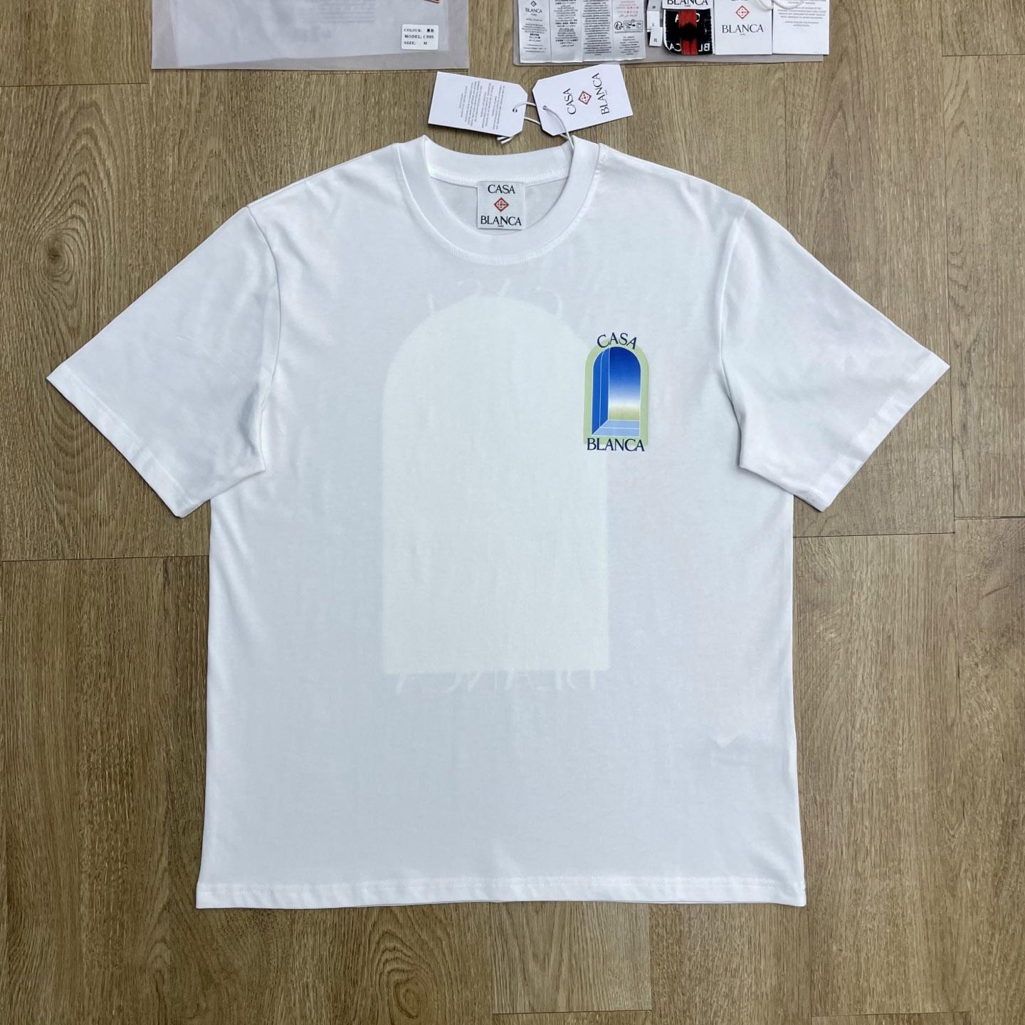 Casablanca White & Lime Arches Short Sleeve T‑Shirt C1157 - DesignerGu
