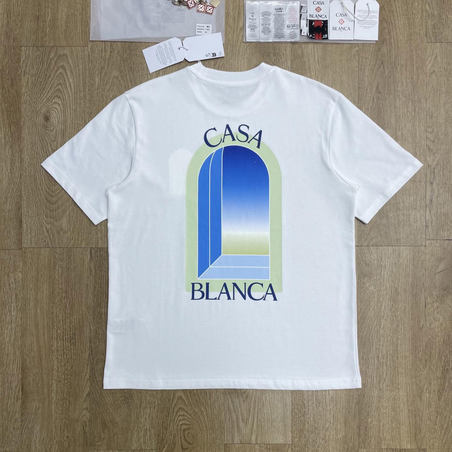 Casablanca White & Lime Arches Short Sleeve T‑Shirt C1157 - DesignerGu