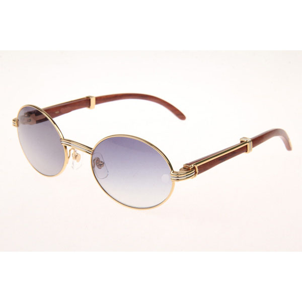 Cartier CT 7550178 Wood Sunglasses In Gold Grey - DesignerGu
