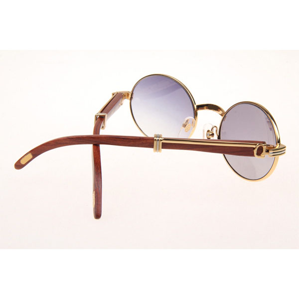 Cartier CT 7550178 Wood Sunglasses In Gold Grey - DesignerGu