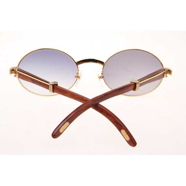 Cartier CT 7550178 Wood Sunglasses In Gold Grey - DesignerGu