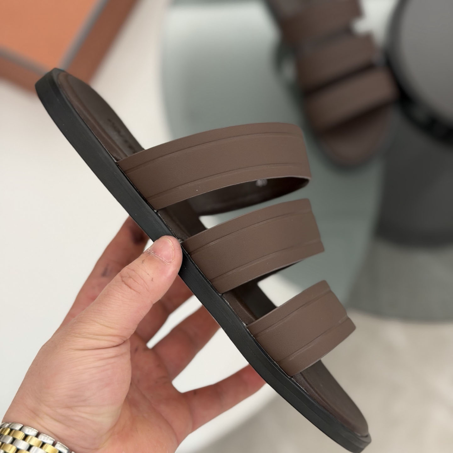 Loro Piana  Naha Seawalk Leather Slide Sandals - DesignerGu