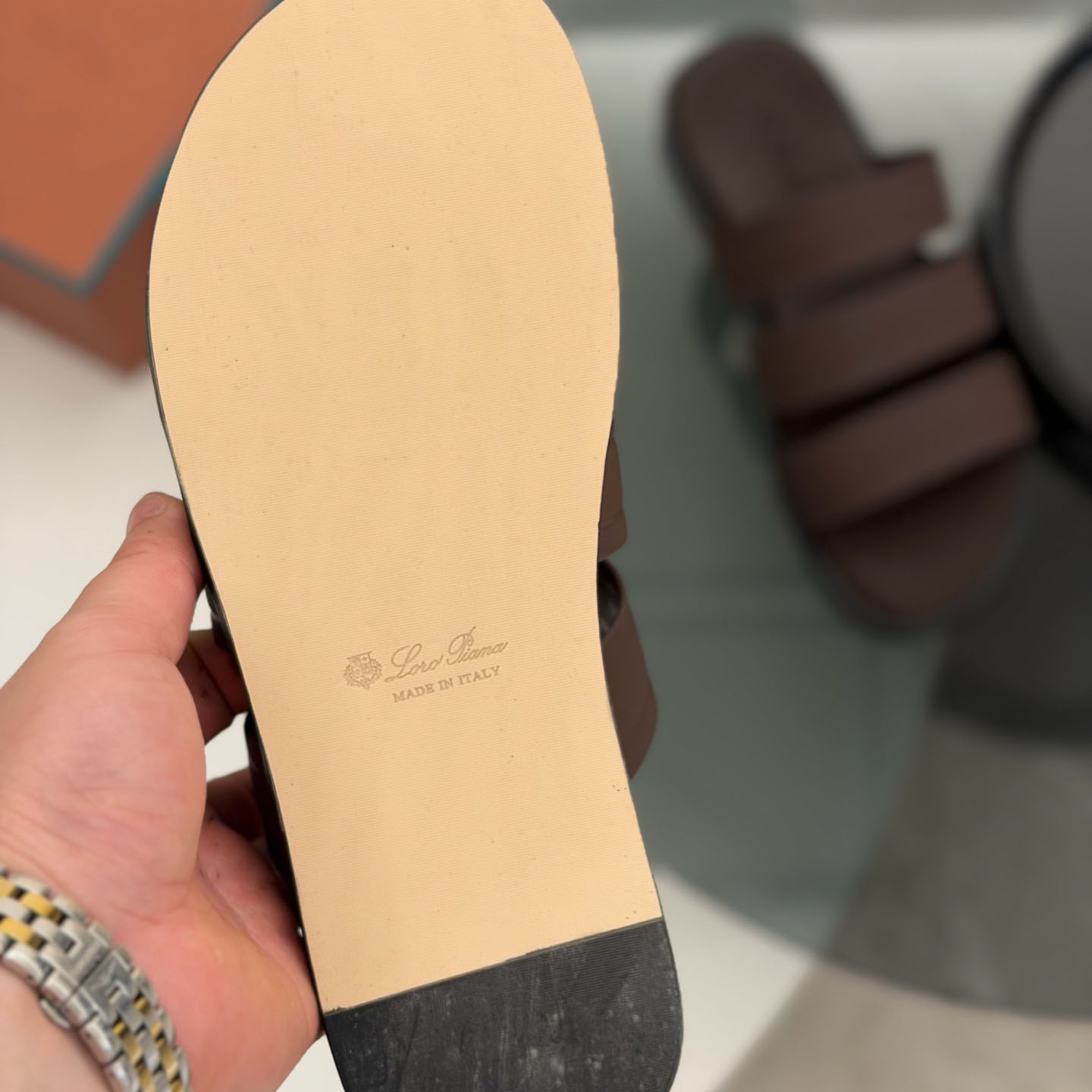 Loro Piana  Naha Seawalk Leather Slide Sandals - DesignerGu