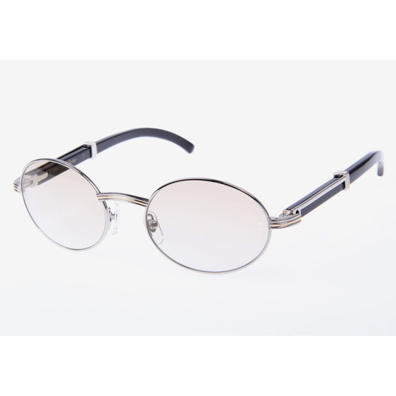 Cartier CT 7550178 Black Buffalo Sunglasses In Silver Brown - DesignerGu