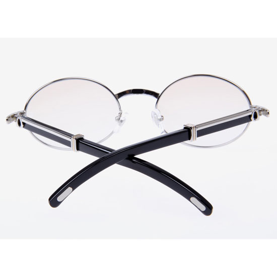 Cartier CT 7550178 Black Buffalo Sunglasses In Silver Brown - DesignerGu