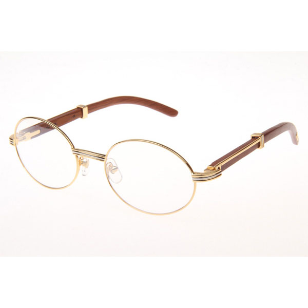 Cartier CT 7550178 Wood Eyeglasses In Gold  - DesignerGu