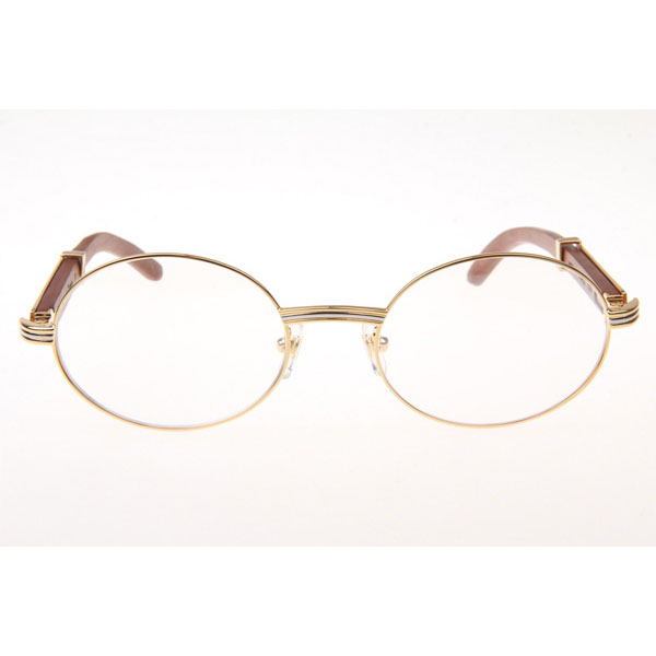 Cartier CT 7550178 Wood Eyeglasses In Gold  - DesignerGu