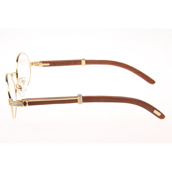 Cartier CT 7550178 Wood Eyeglasses In Gold  - DesignerGu