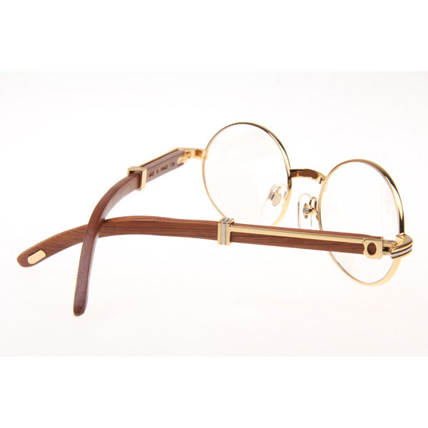 Cartier CT 7550178 Wood Eyeglasses In Gold  - DesignerGu