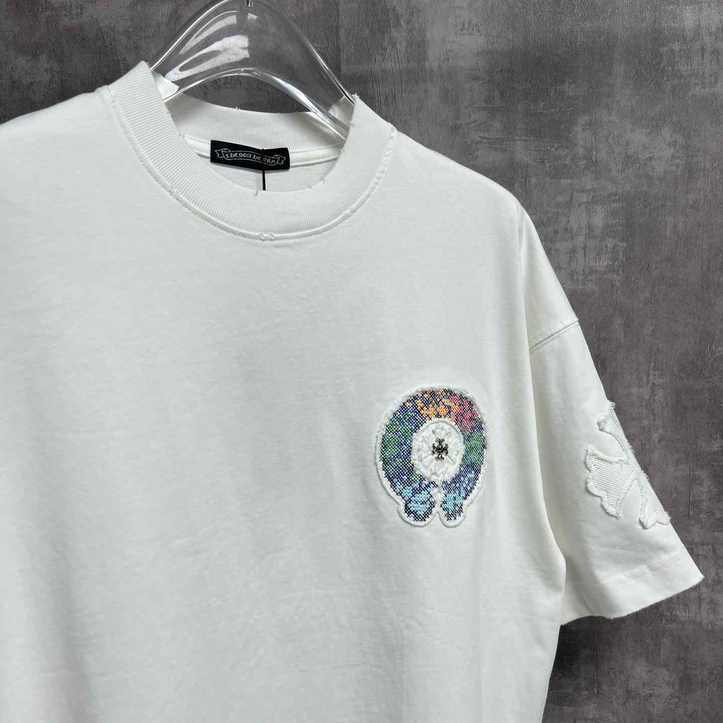 Chrome Hearts Colorful Embroidered Badge Pattern T-Shirt 'White' - DesignerGu