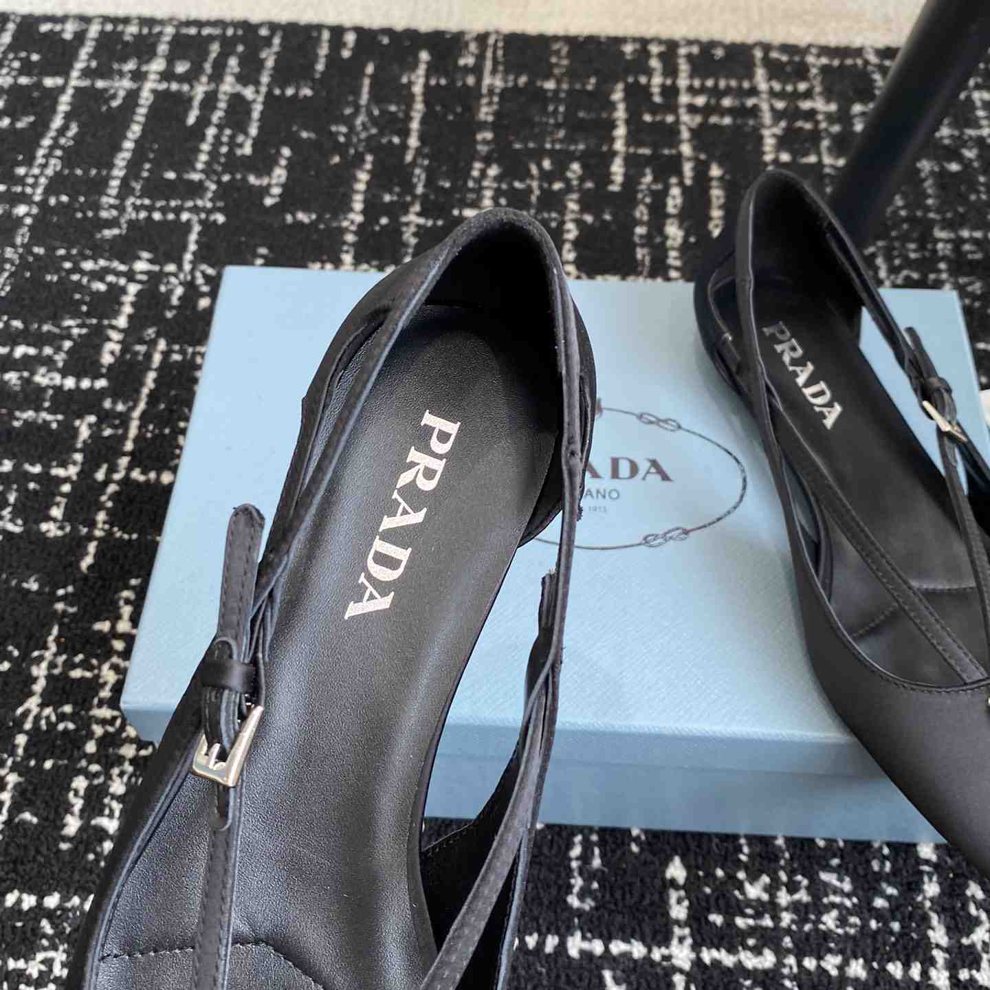 Prada Satin Crystal Embellishments Ballet Flats - DesignerGu