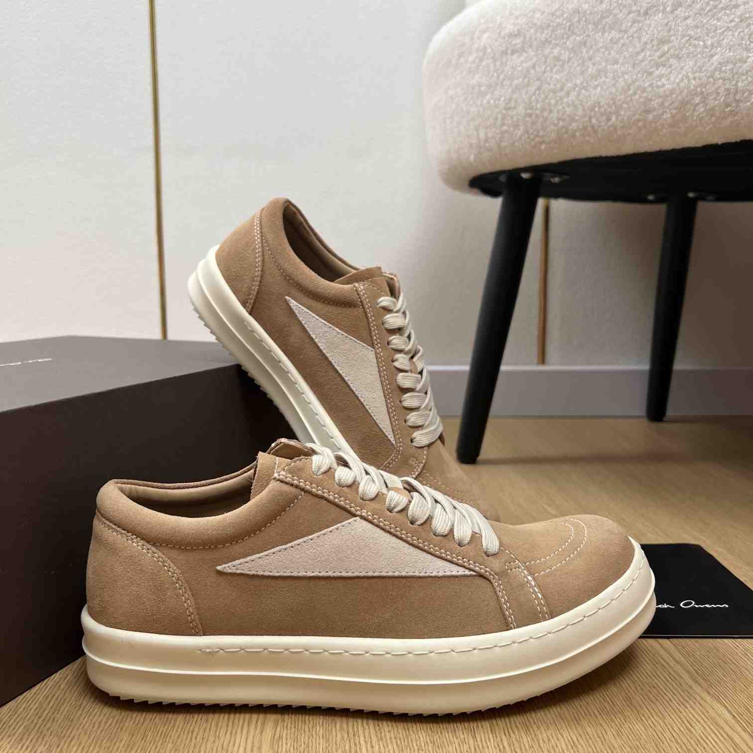 Rick Owens Taupe Hollywood Vintage Sneakers - DesignerGu