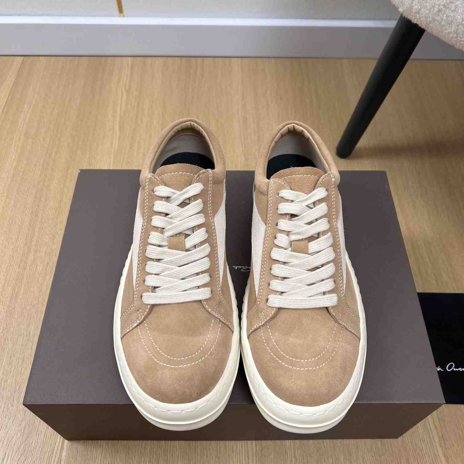 Rick Owens Taupe Hollywood Vintage Sneakers - DesignerGu