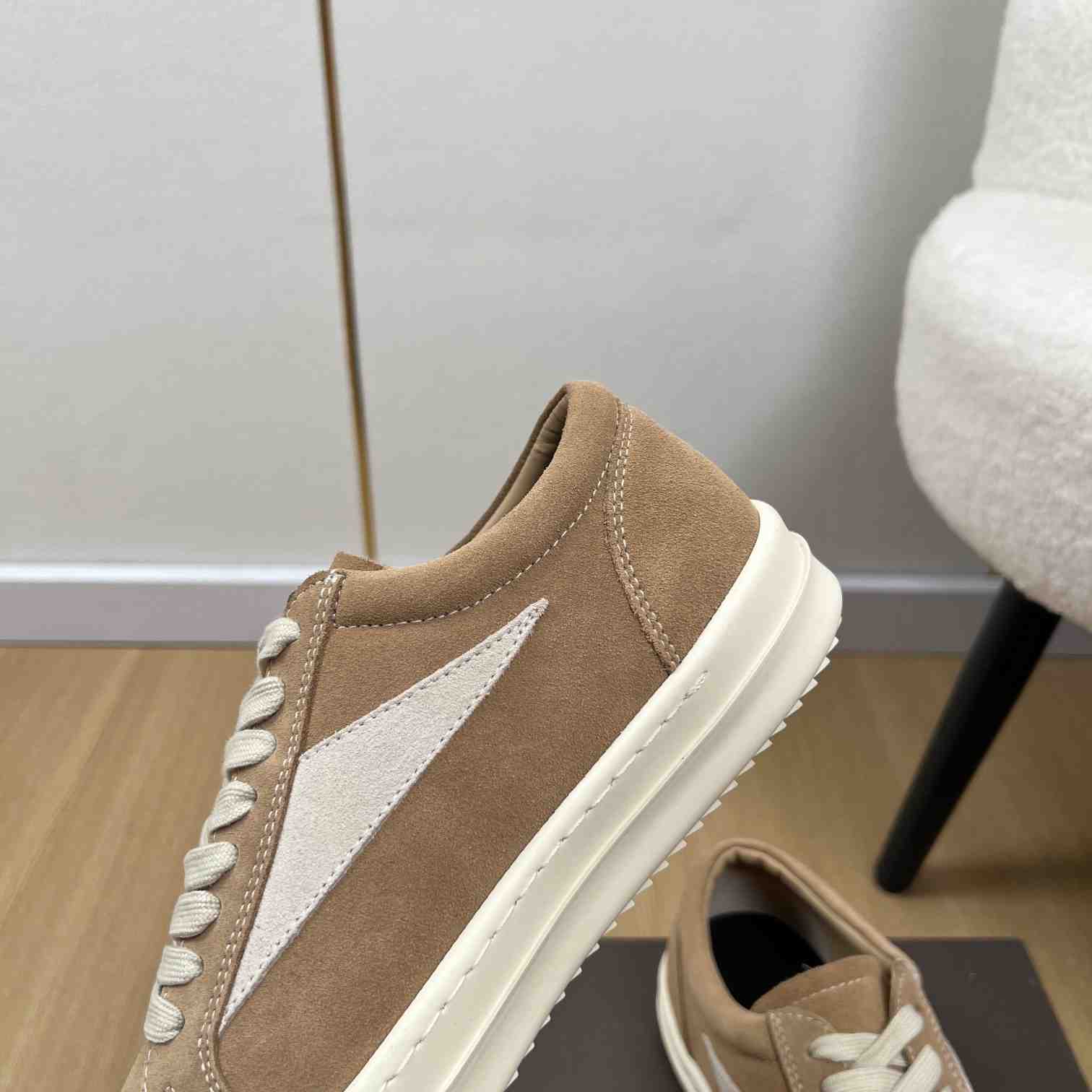 Rick Owens Taupe Hollywood Vintage Sneakers - DesignerGu