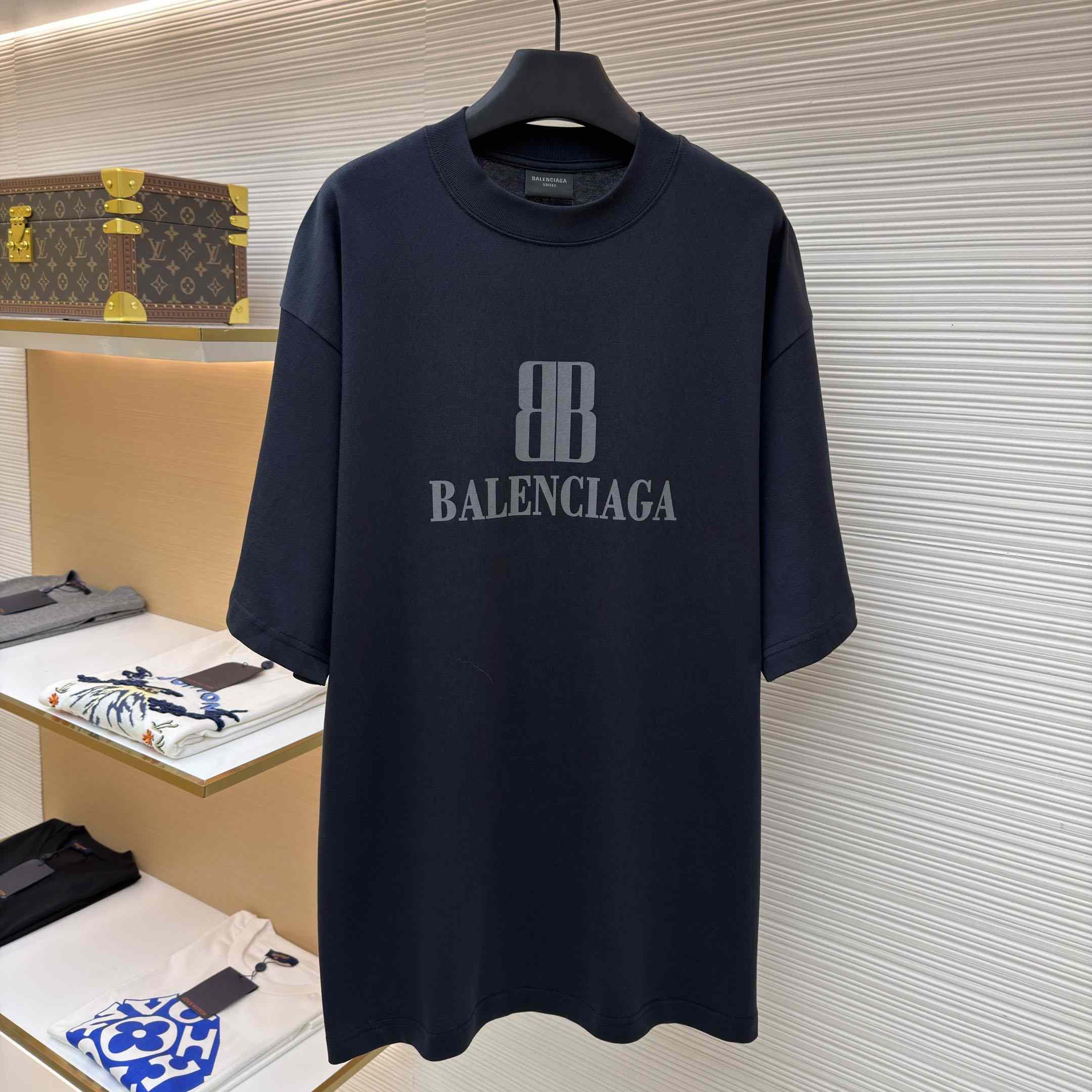 Balenciaga  Nano BB Logo Oversized T-Shirt - DesignerGu