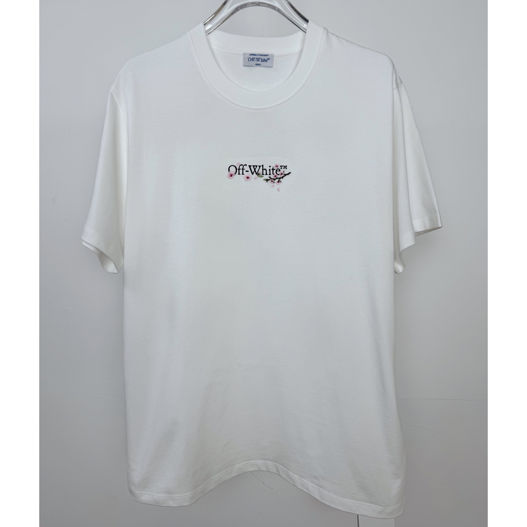 Off-White Embroidered Cherry Blossom Arrow Logo T-Shirt 'White' - DesignerGu