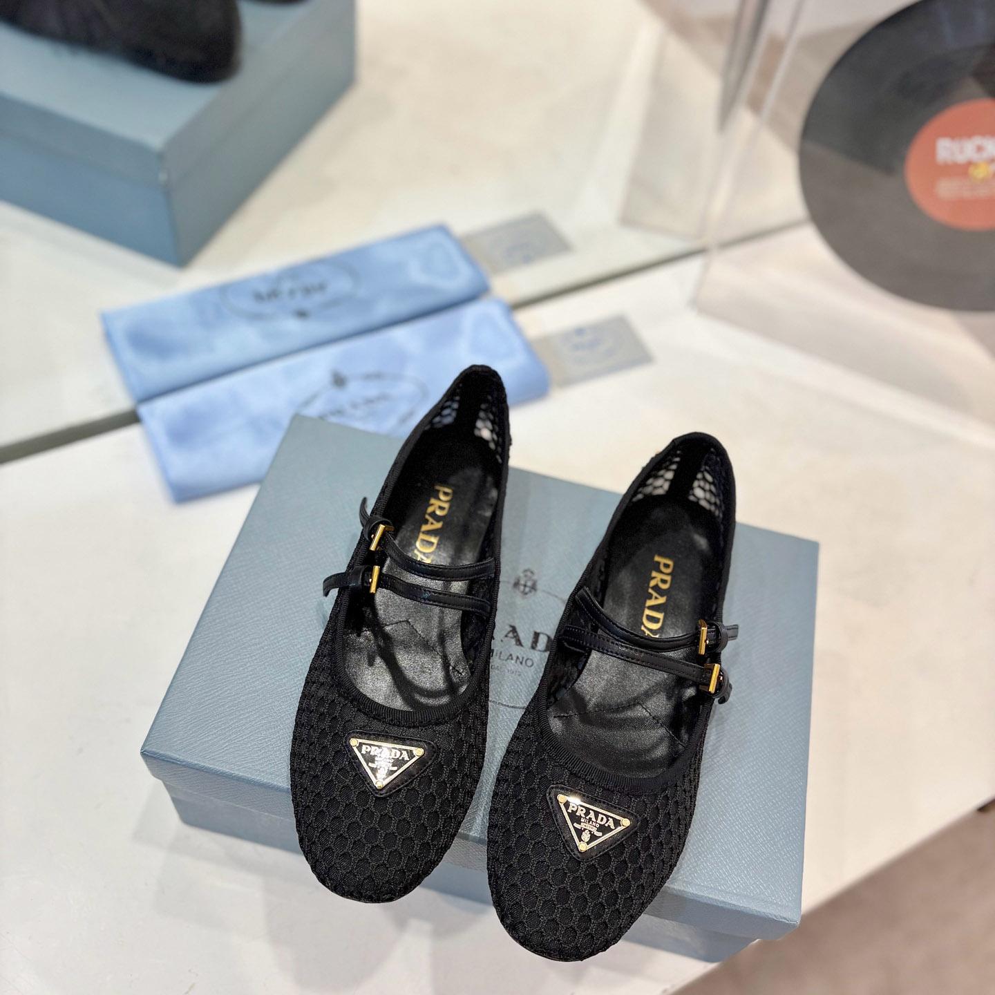 Prada Mesh Fabric Ballerinas - DesignerGu