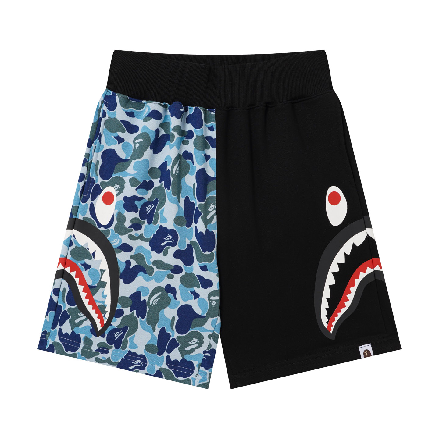 Bape Camo Half Side Shark Sweat Shorts  - DesignerGu
