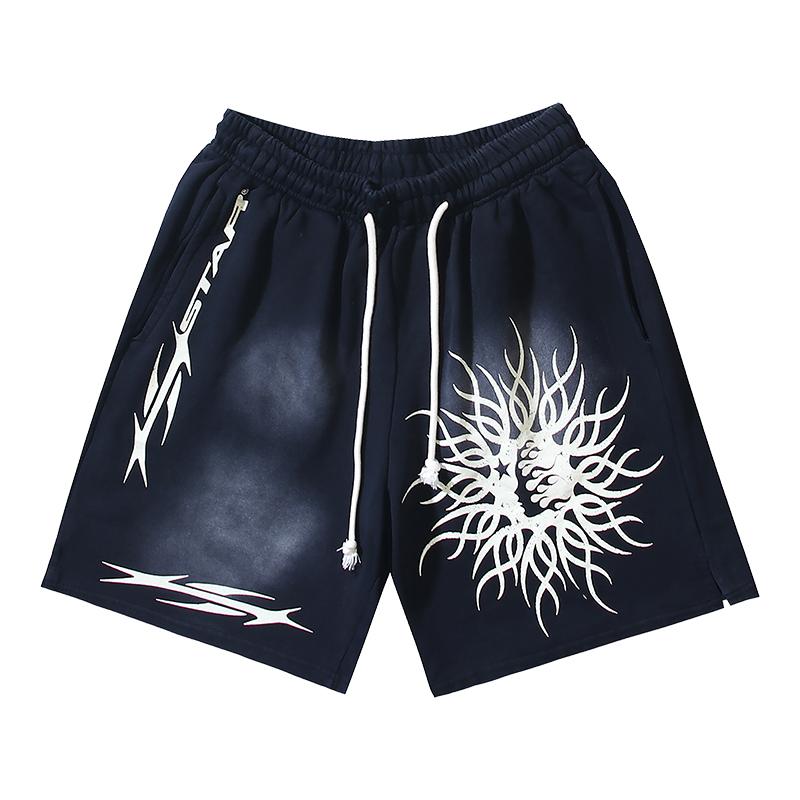 Hellstar Graphic Print Cotton Shorts - DesignerGu