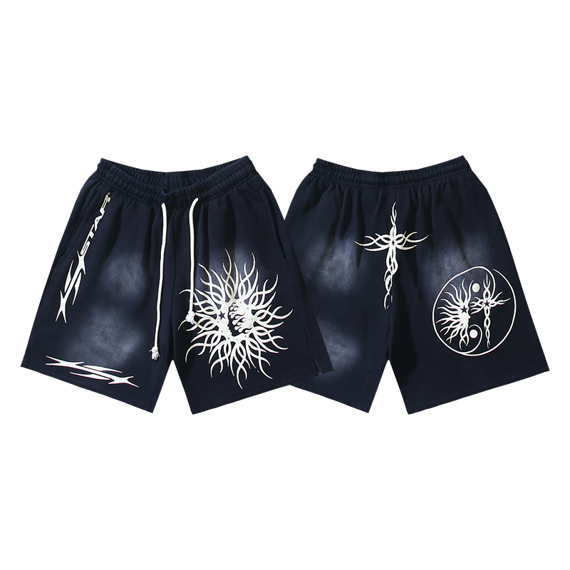 Hellstar Graphic Print Cotton Shorts - DesignerGu