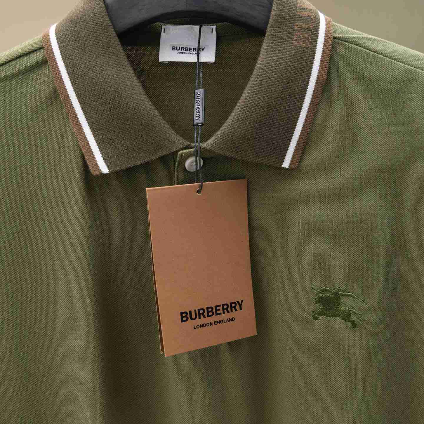 Burberry Logo Collar Cotton Polo Shirt - DesignerGu