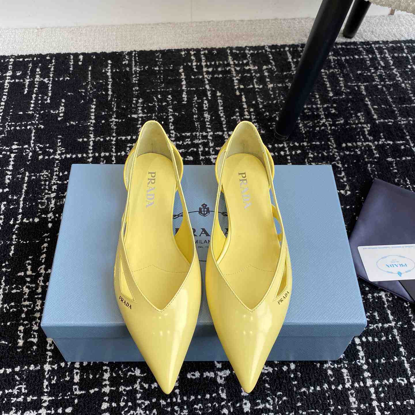 Prada Leather Cutout Ballerina Shoes - DesignerGu