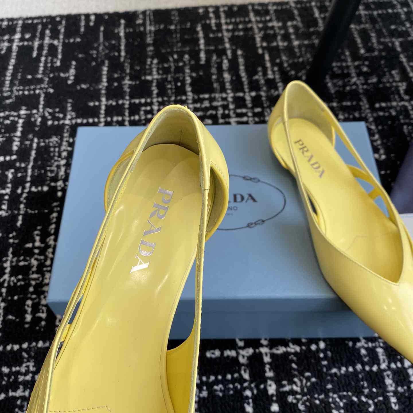 Prada Leather Cutout Ballerina Shoes - DesignerGu
