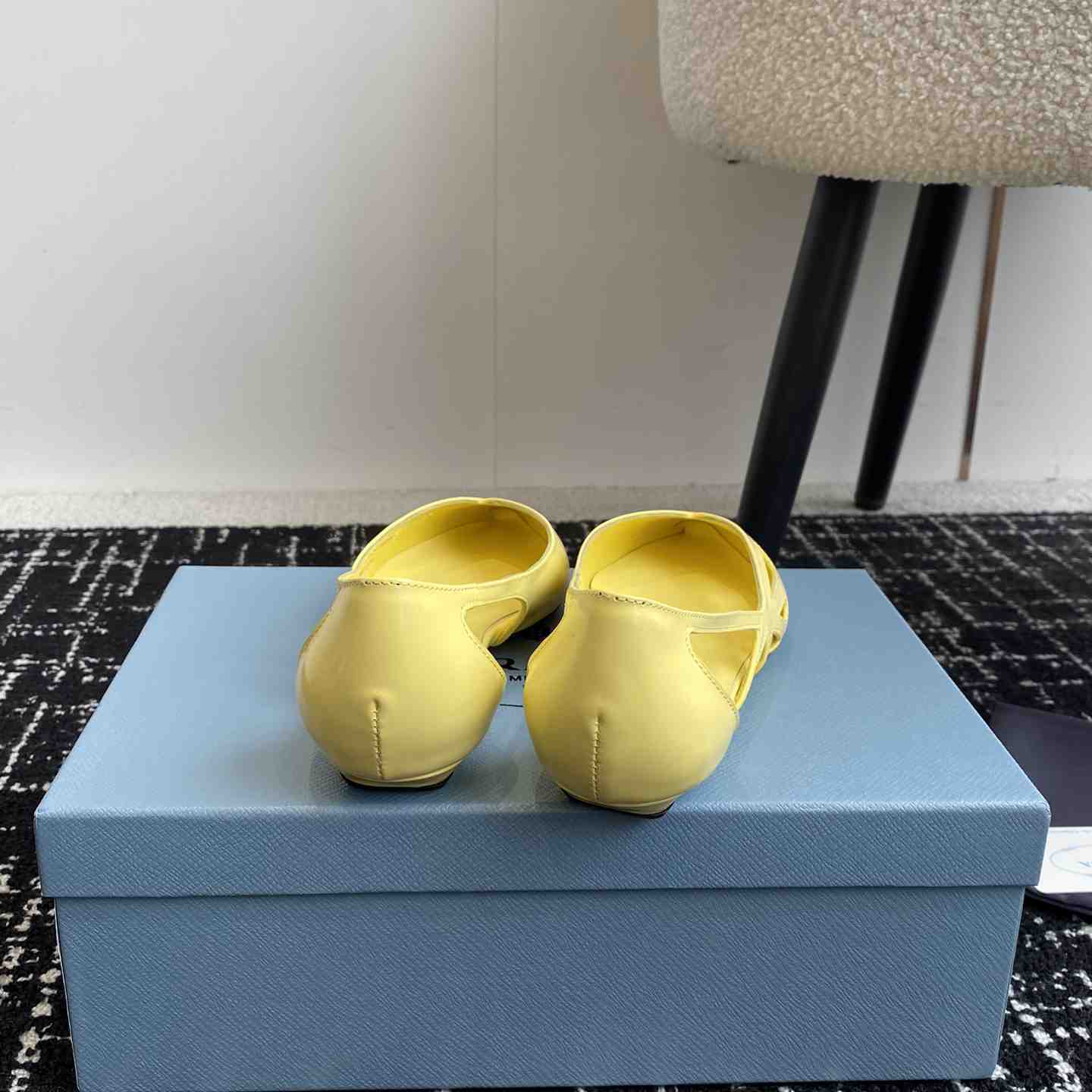 Prada Leather Cutout Ballerina Shoes - DesignerGu