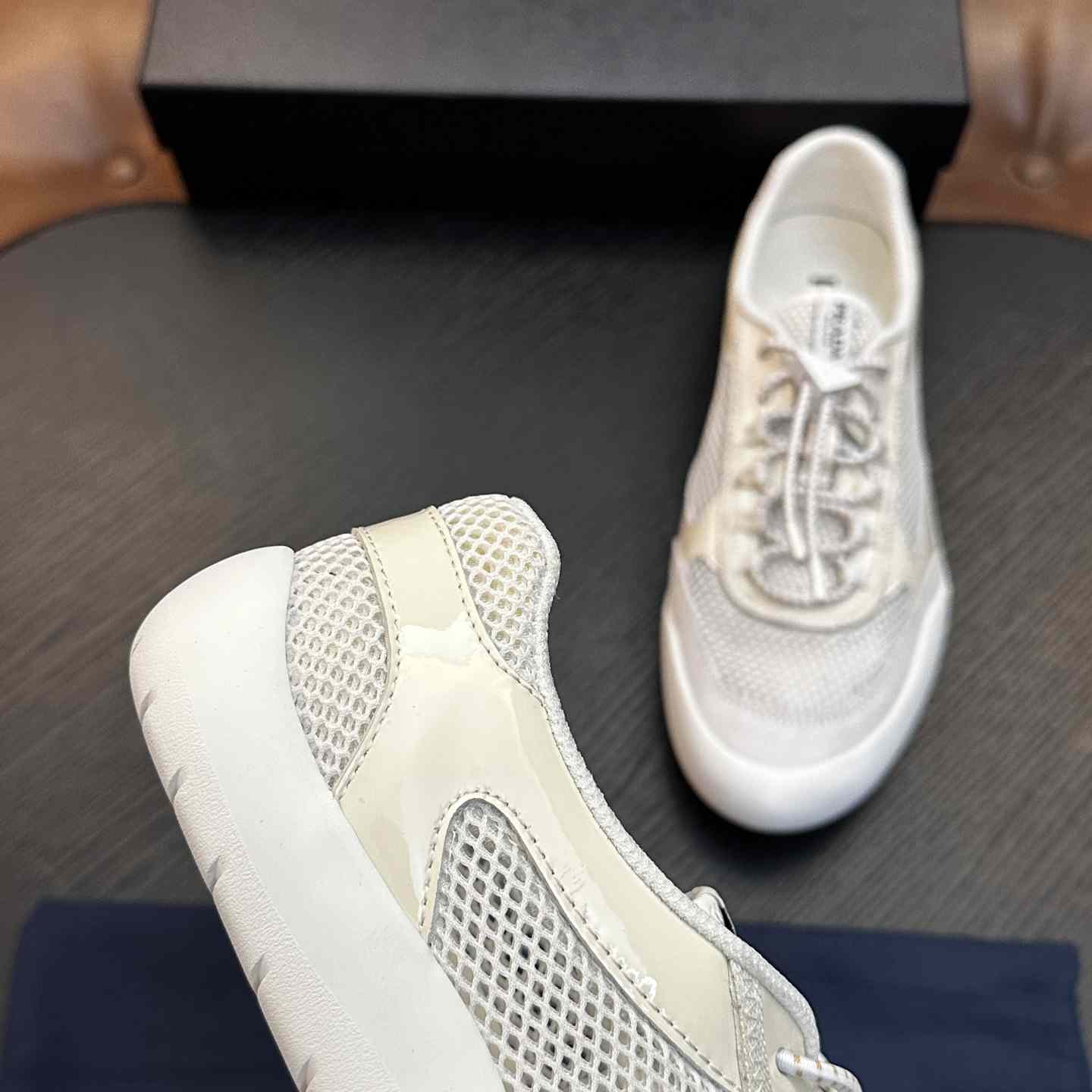 Prada Speedrock Patent Leather and Mesh Fabric Sneakers - DesignerGu