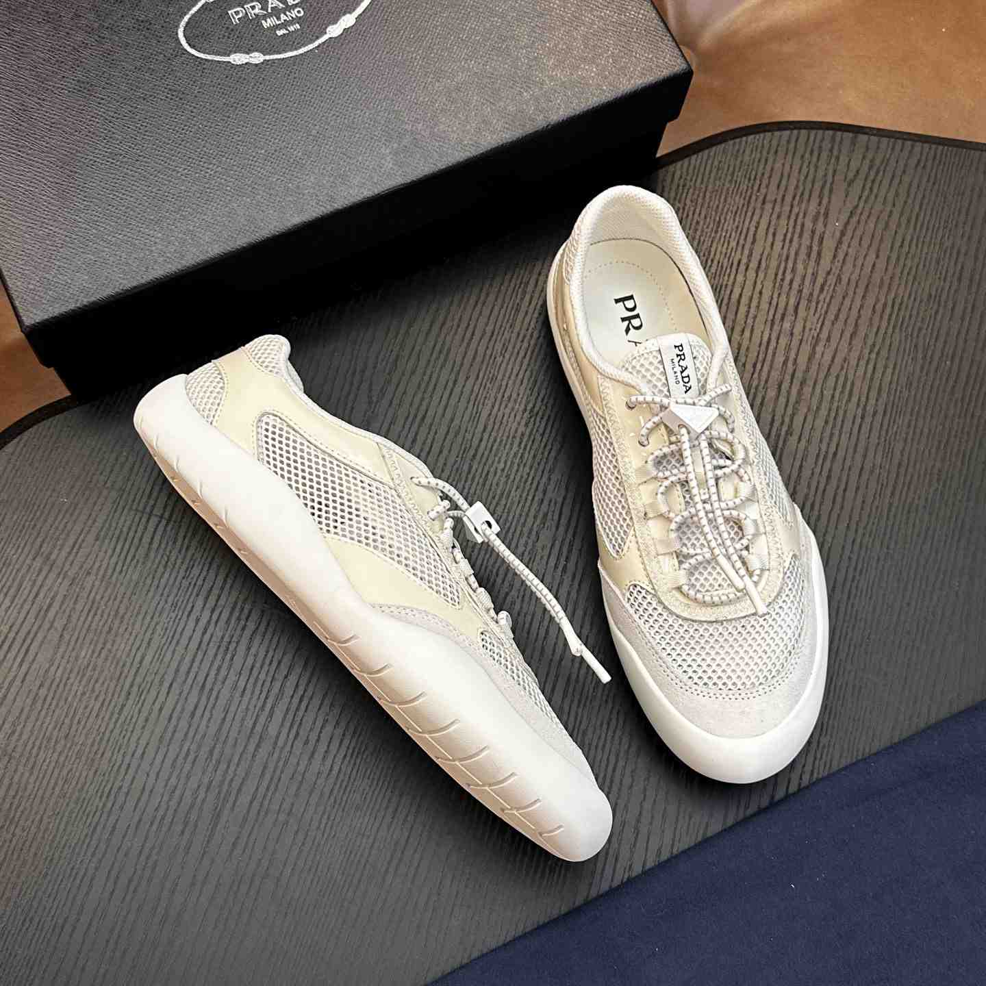 Prada Speedrock Patent Leather and Mesh Fabric Sneakers - DesignerGu