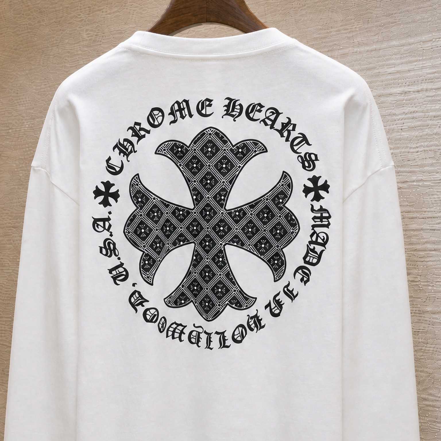 Chrome Hearts Pattern Cross Flower Circle Sanskrit Long Sleeve - DesignerGu