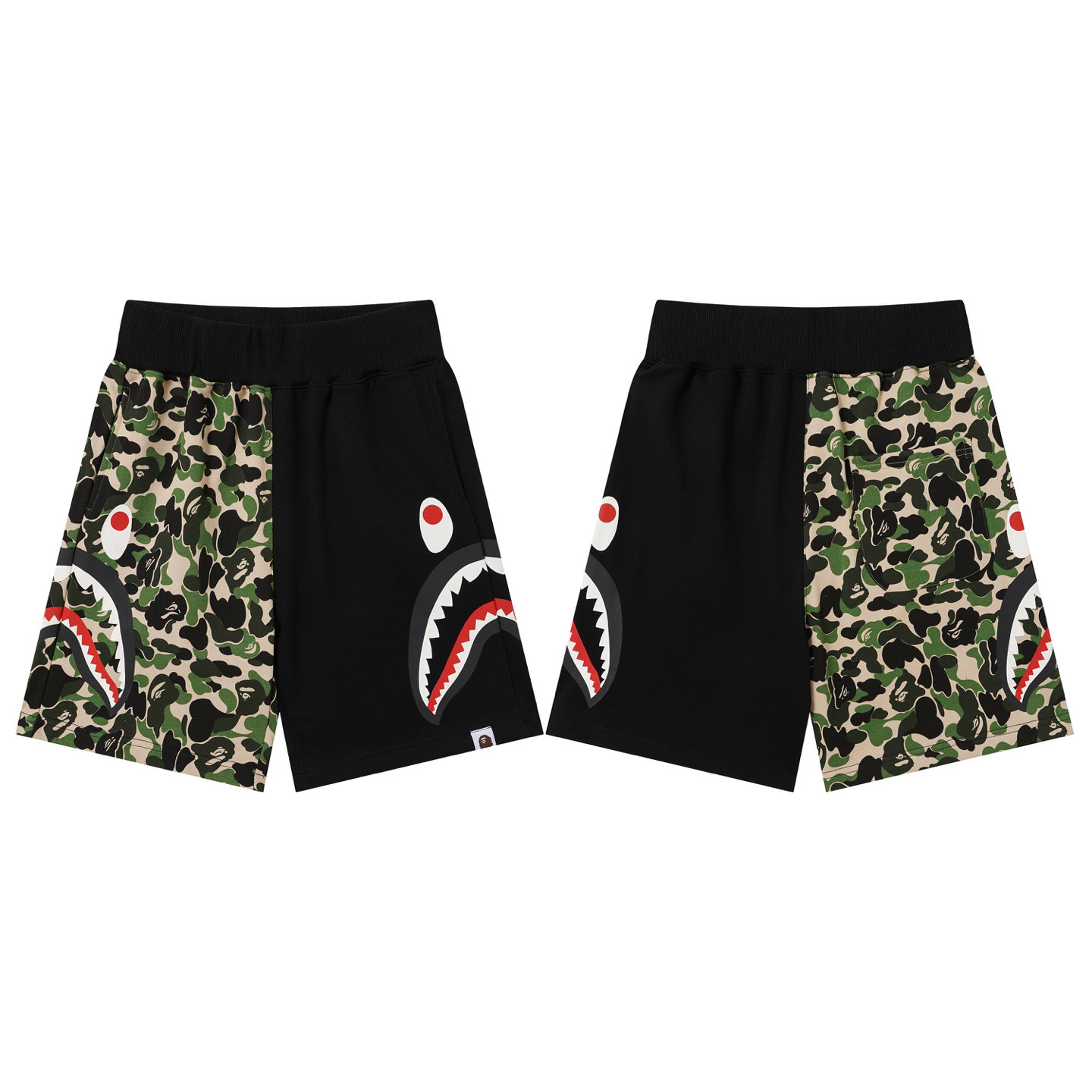 Bape Camo Half Side Shark Sweat Shorts  - DesignerGu