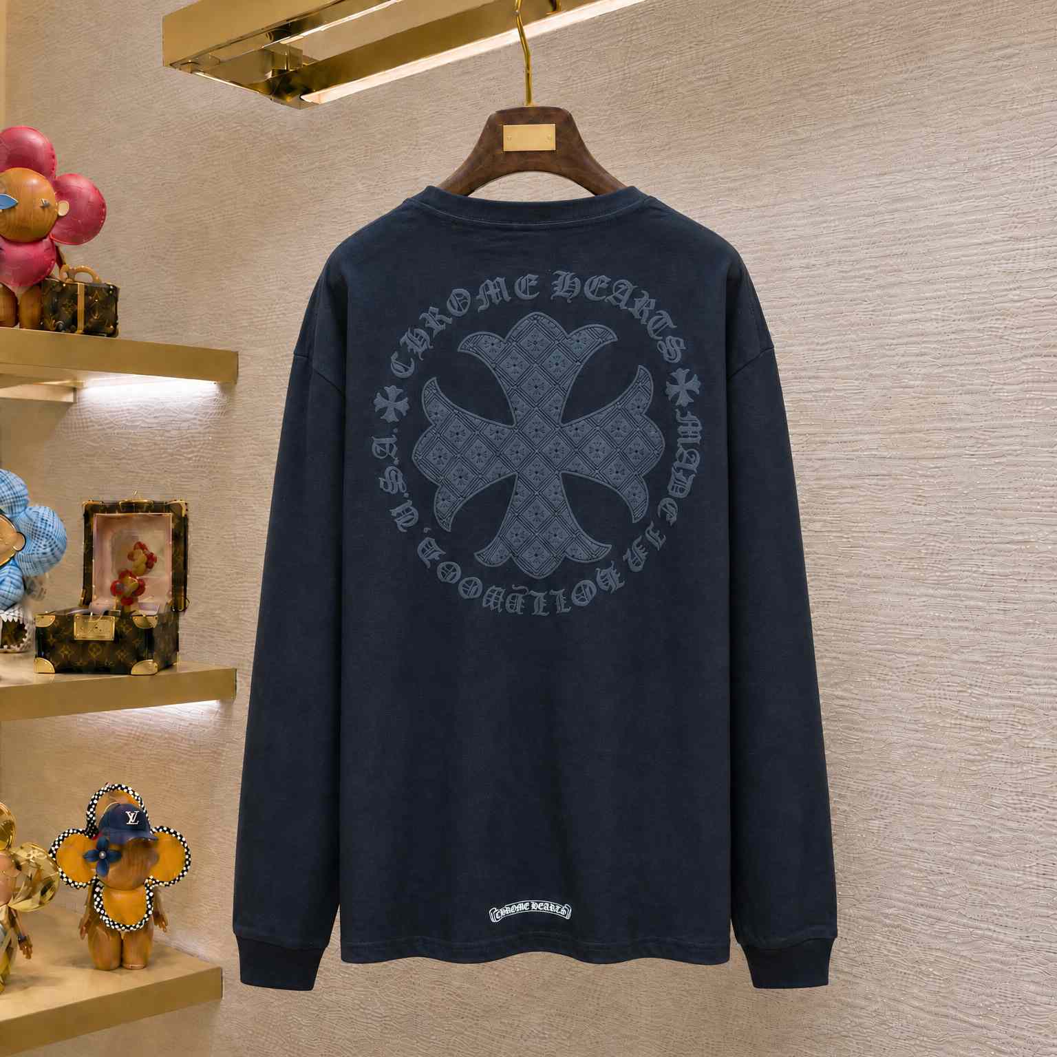 Chrome Hearts Pattern Cross Flower Circle Sanskrit Long Sleeve - DesignerGu