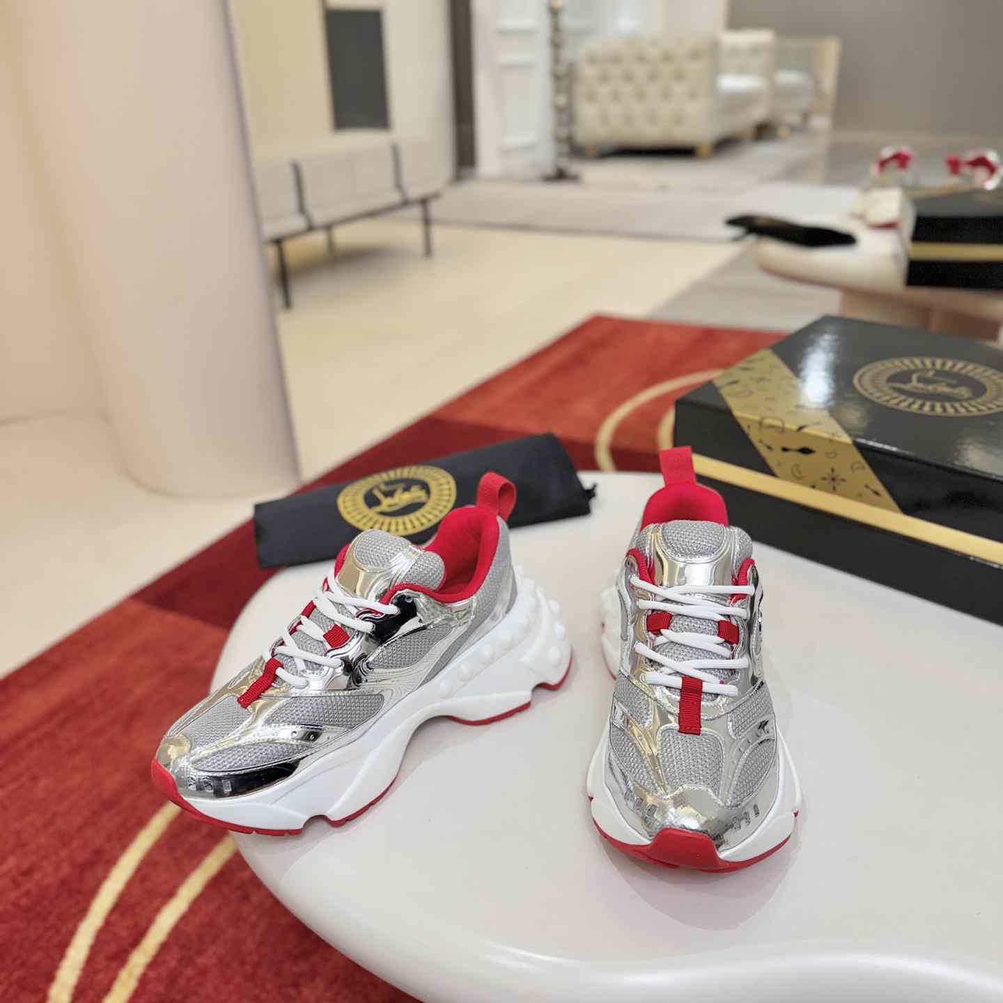 Christian Louboutin So Flo Patent Leather Sneakers - DesignerGu