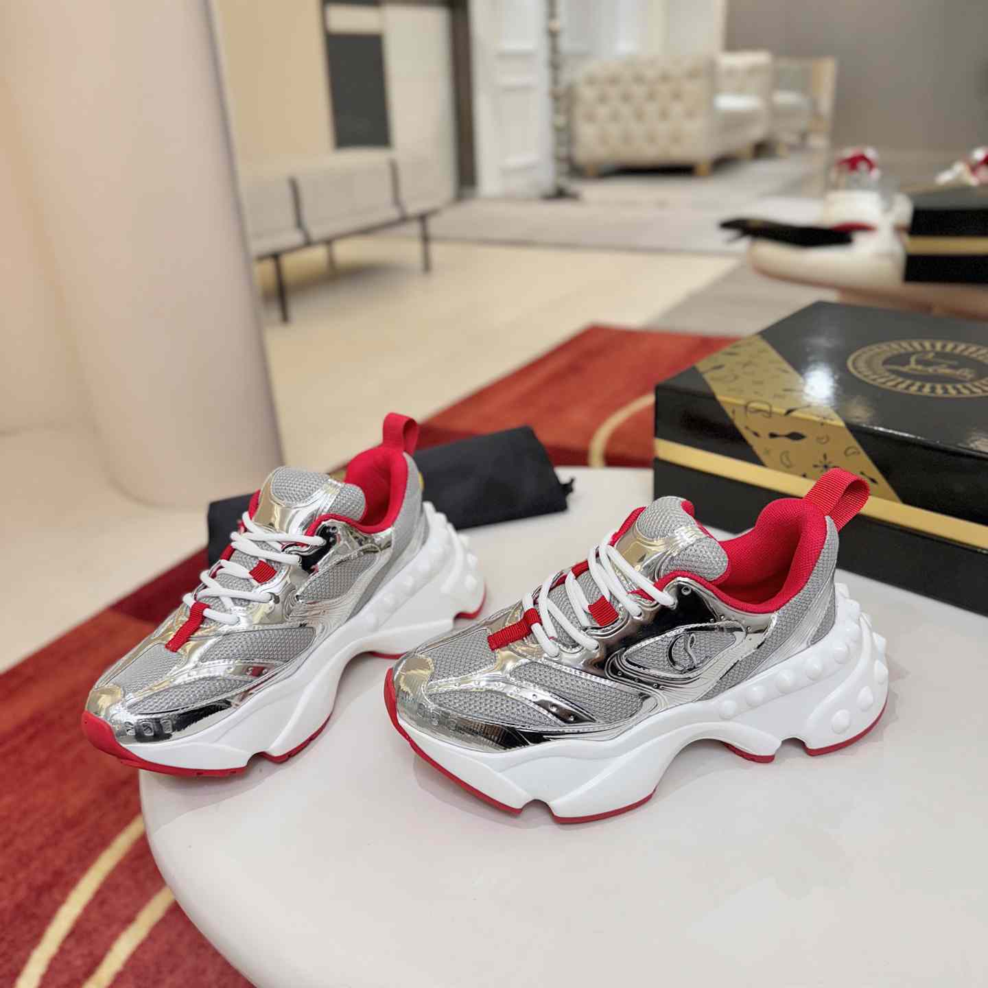 Christian Louboutin So Flo Patent Leather Sneakers - DesignerGu
