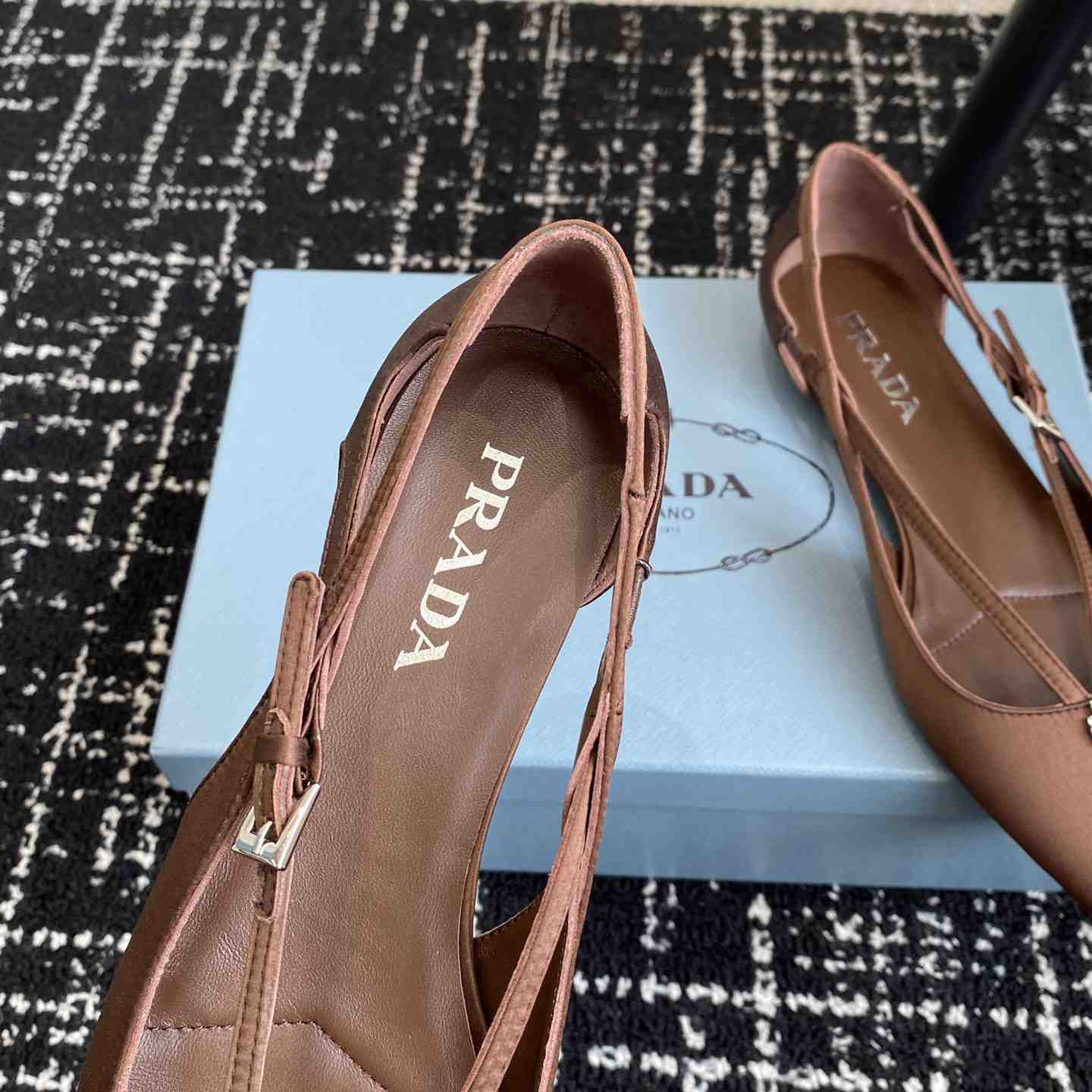 Prada Satin Crystal Embellishments Ballet Flats - DesignerGu